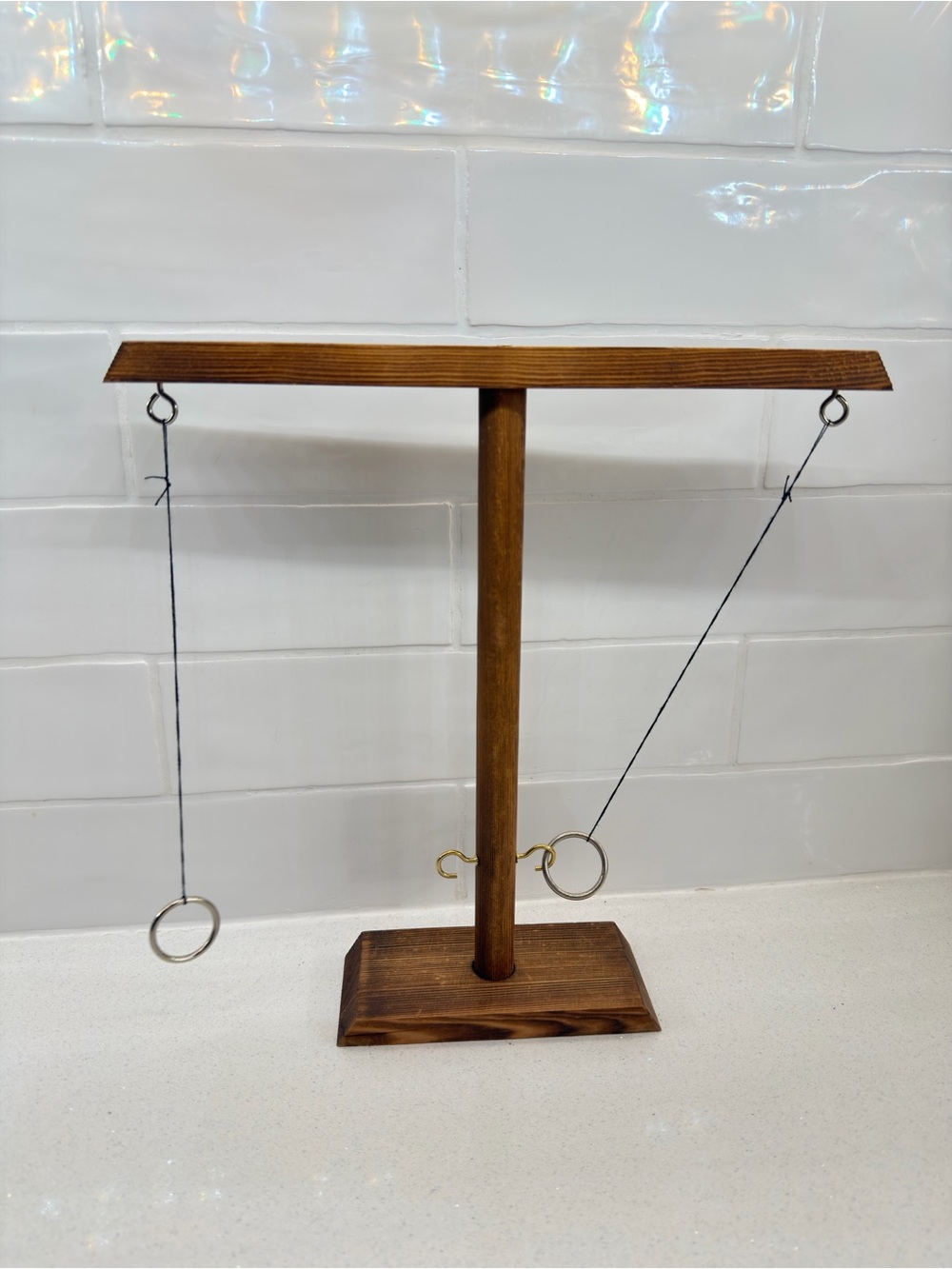 Wood hook & ring table top game